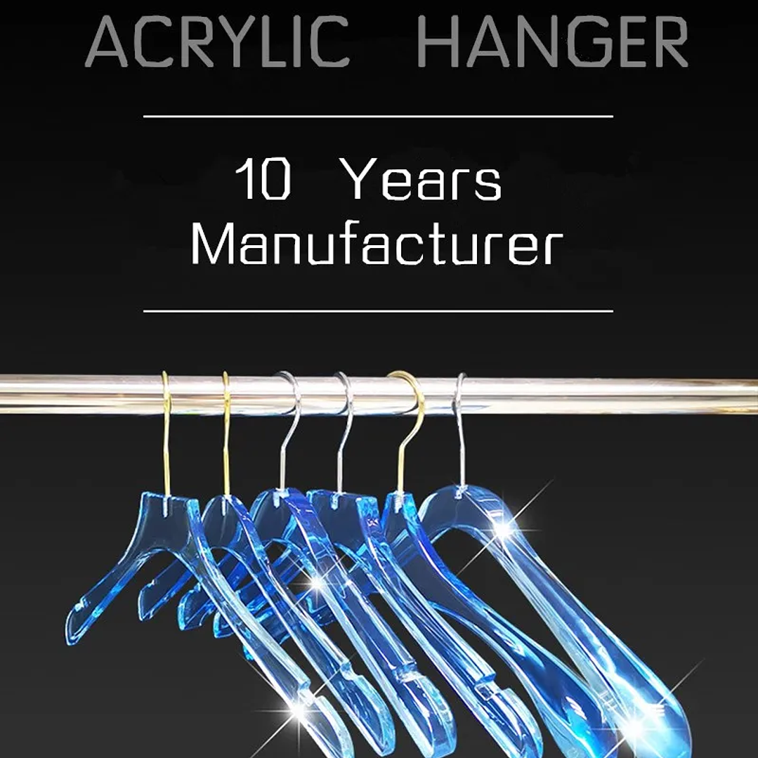 Percha Acrílica Transparente LEILOI | Gancho Metálico Personalizable para Ropa 26