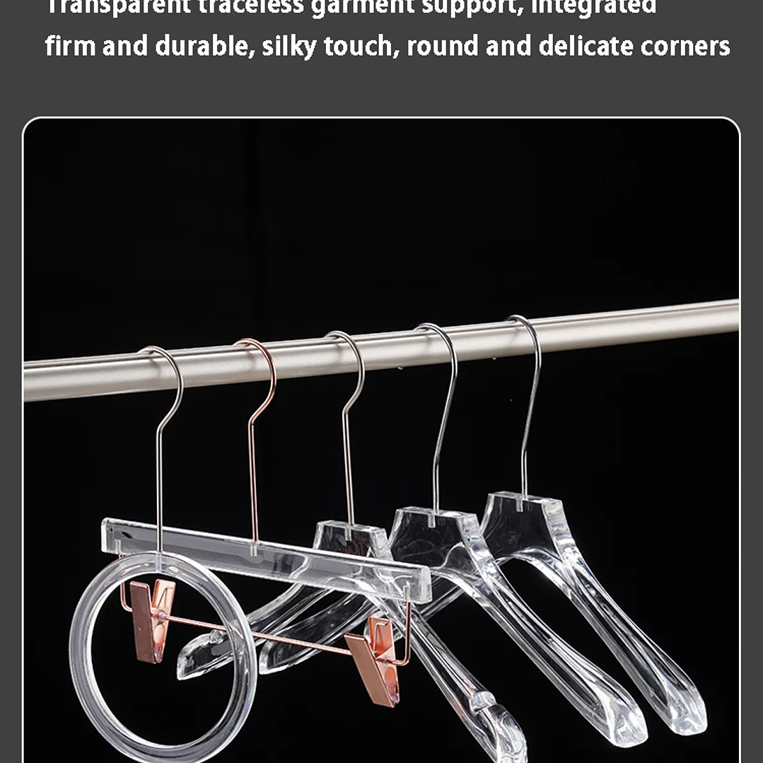 Percha Acrílica Transparente LEILOI | Gancho Metálico Personalizable para Ropa 29