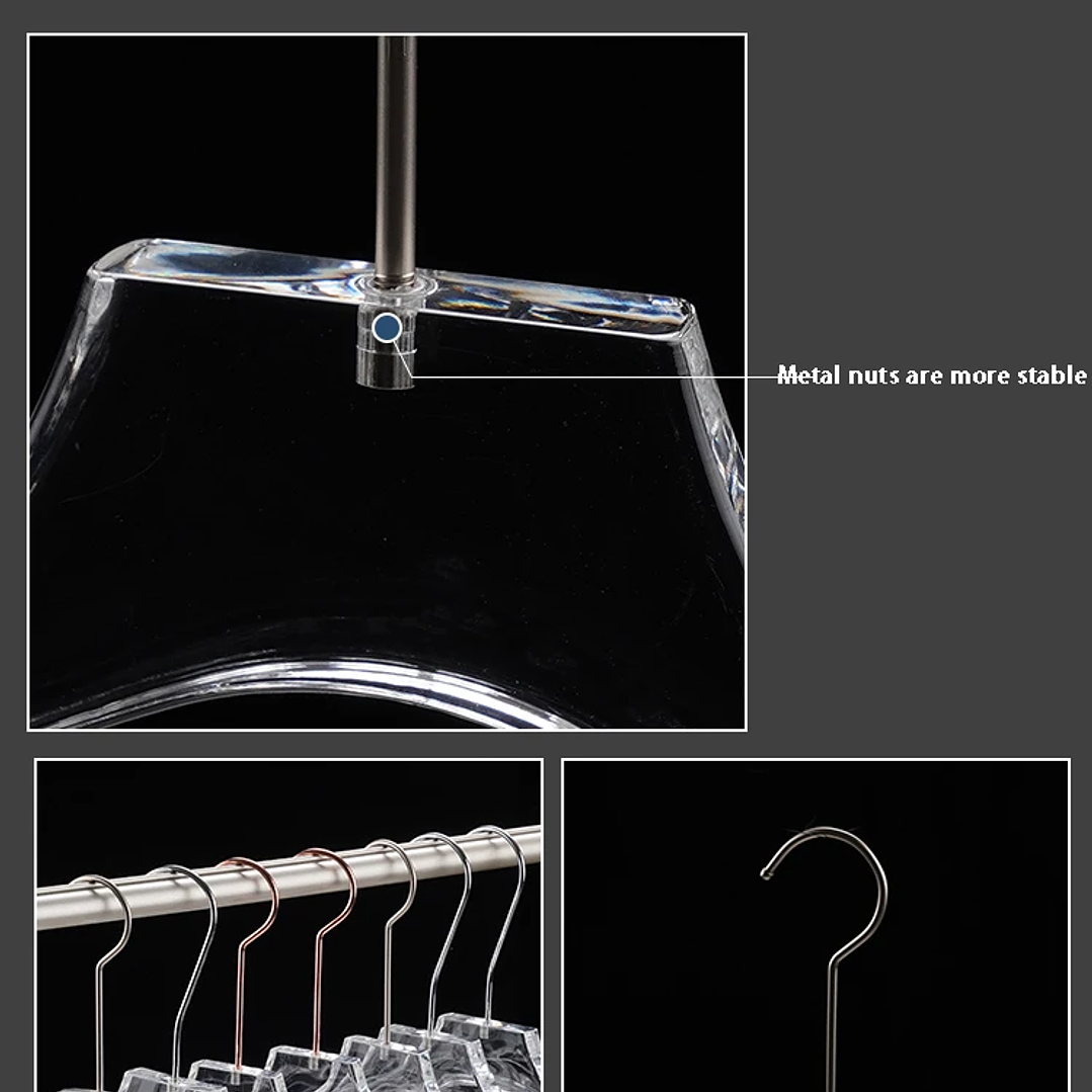 Percha Acrílica Transparente LEILOI | Gancho Metálico Personalizable para Ropa 30