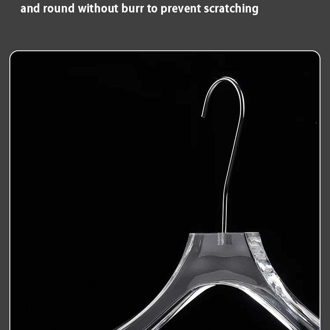 Percha Acrílica Transparente LEILOI | Gancho Metálico Personalizable para Ropa 31