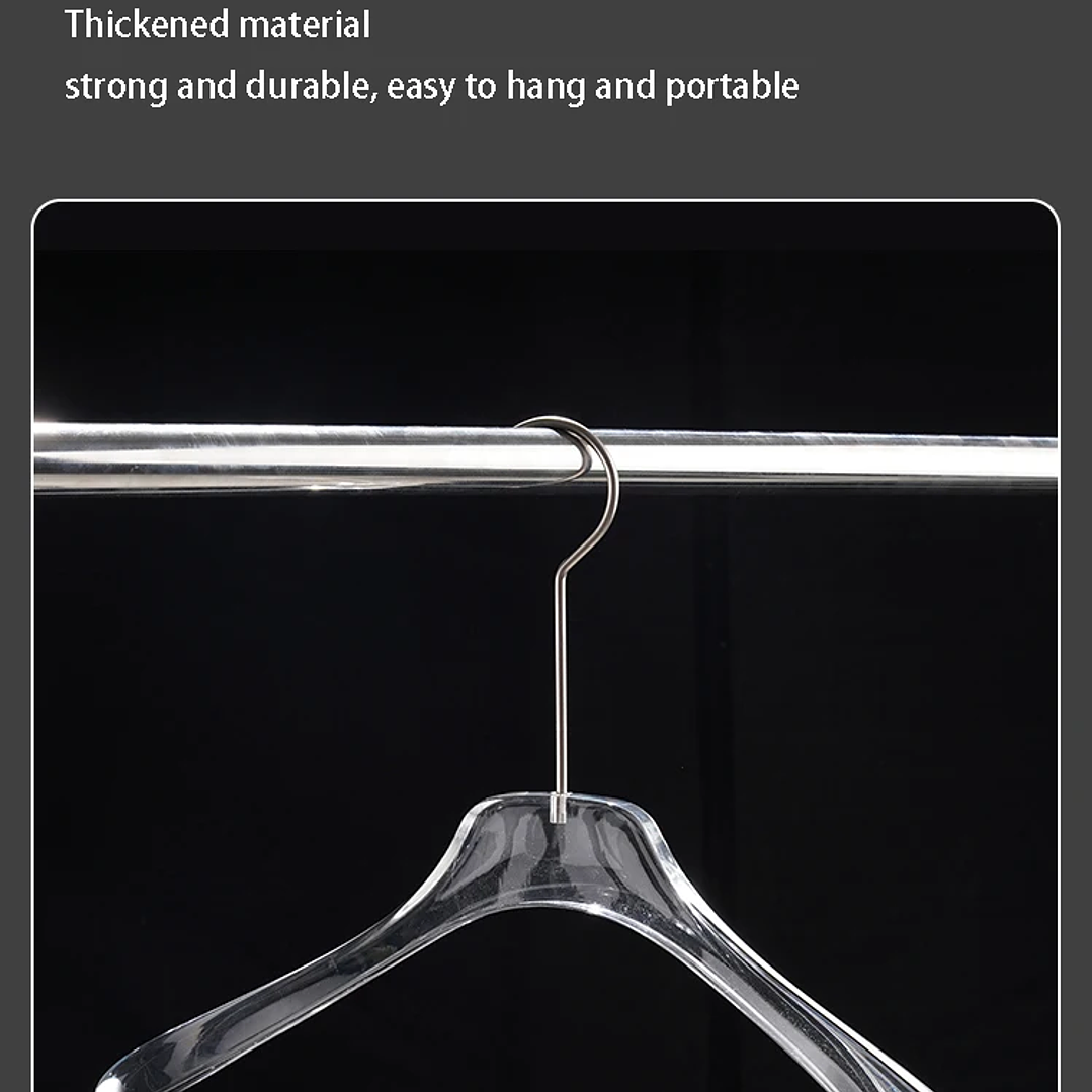 Percha Acrílica Transparente LEILOI | Gancho Metálico Personalizable para Ropa 32