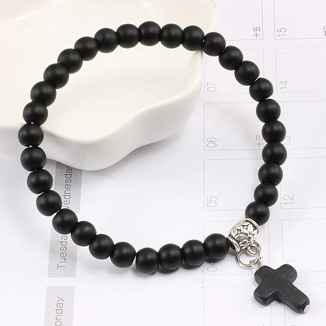Pulsera Vintage de Piedra Natural 6mm | Diseño Cruzado Unisex Reliatonny 3