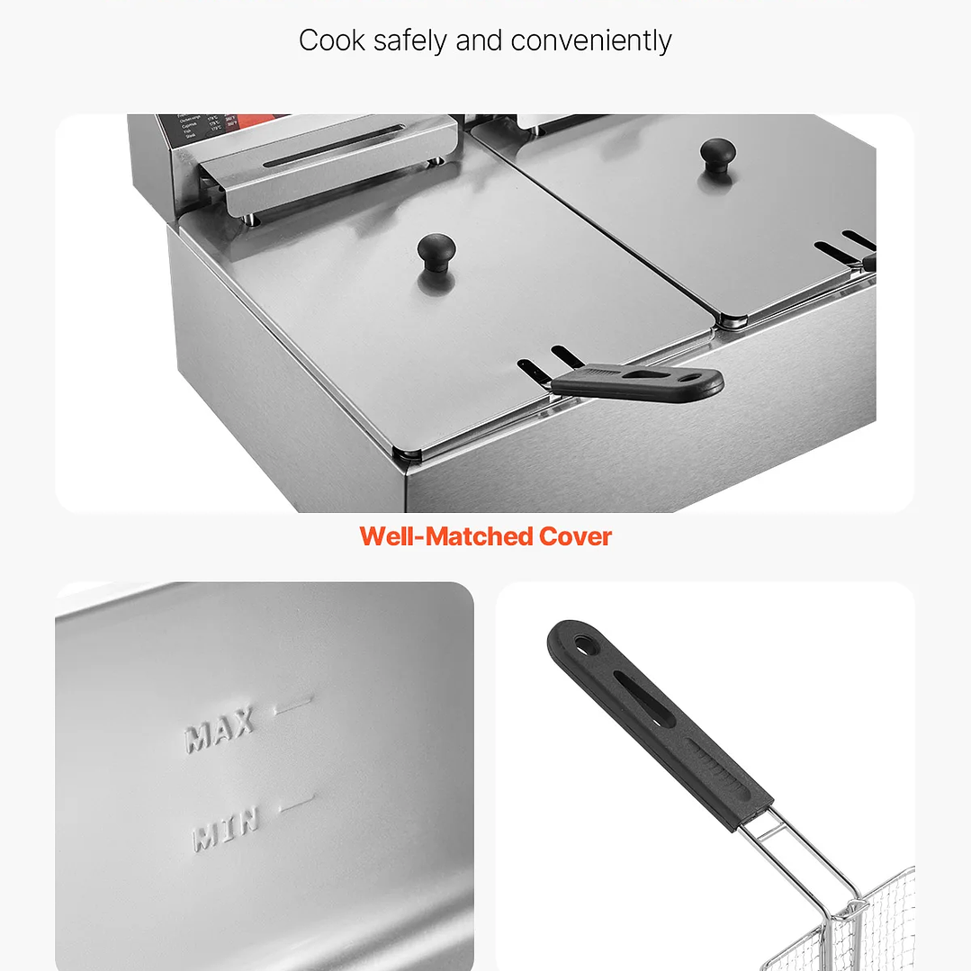 Freidora Eléctrica Doble SucceBuy 12L | 5000W con Control de Temperatura 4