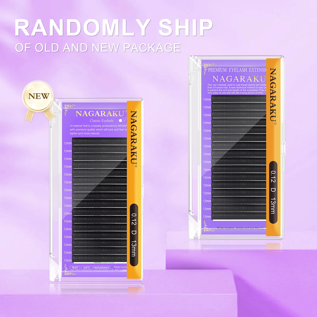 Pestañas NAGARAKU 16 Filas Clásicas | Extensiones Negras Mate Suaves y Naturales 2