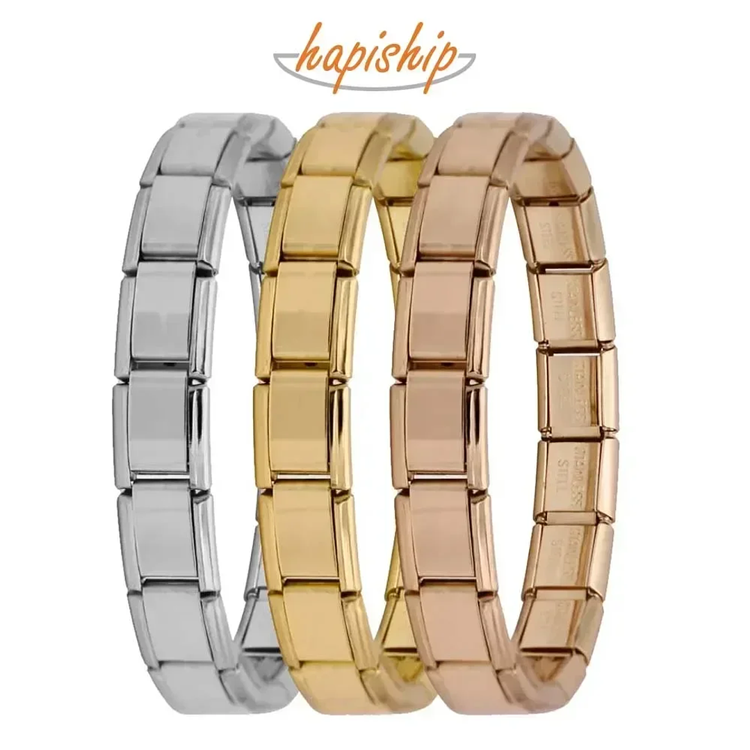 Pulsera Elástica Hapiship 9mm | Acero Inoxidable Estilo Italiano Unisex 1