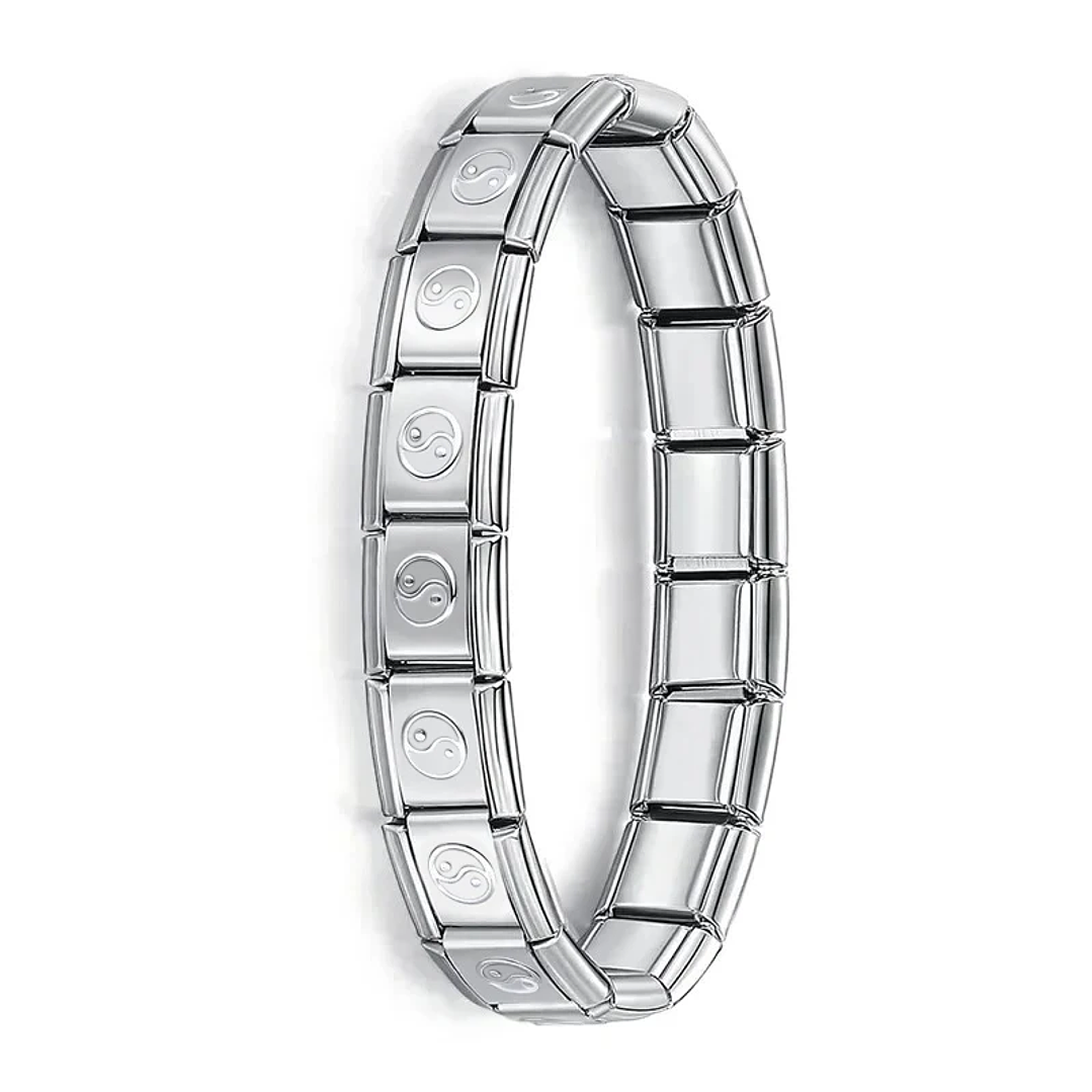 Pulsera Elástica Hapiship 9mm | Acero Inoxidable Estilo Italiano Unisex 6