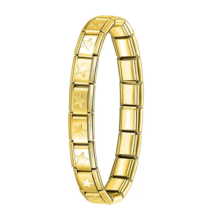 Pulsera Elástica Hapiship 9mm | Acero Inoxidable Estilo Italiano Unisex 26