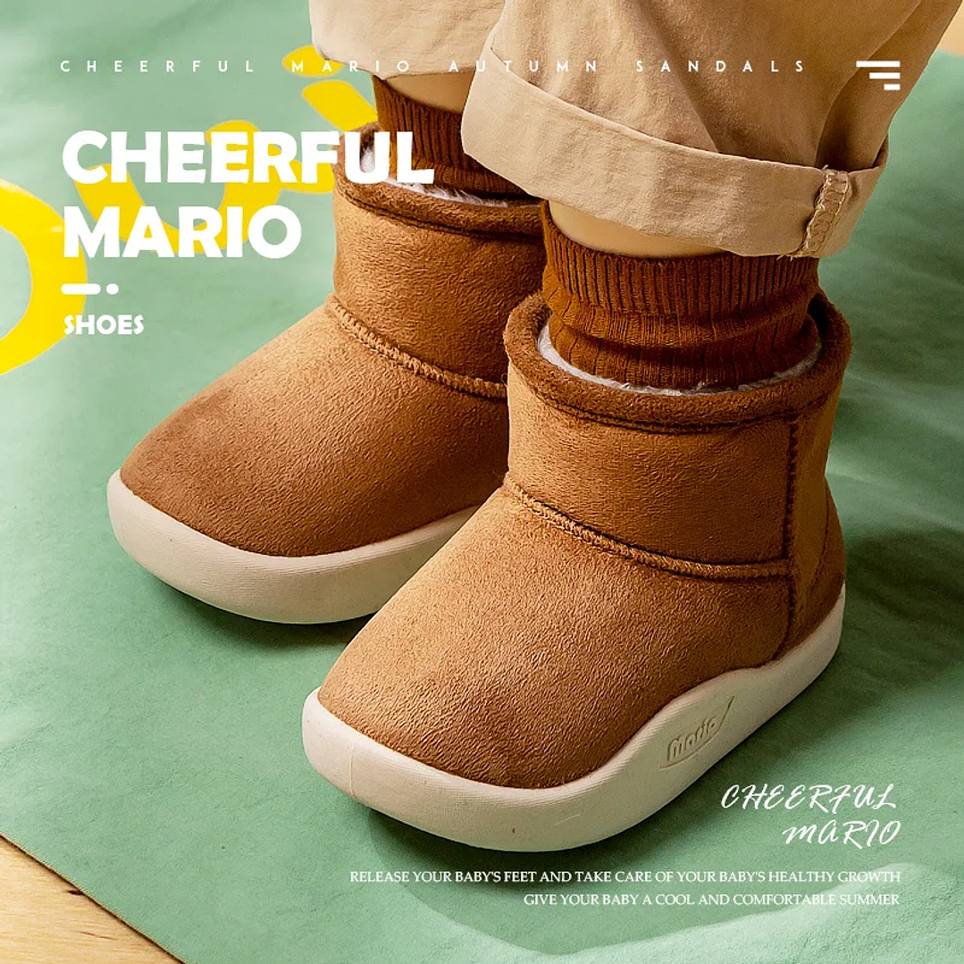 Pantuflas Infantiles Cheerful Mario | Suaves, Impermeables y Antideslizantes para Invierno y Primavera 1