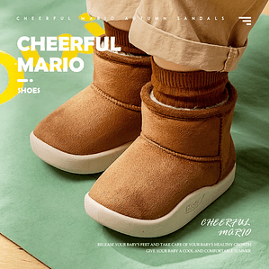 Pantuflas Infantiles Cheerful Mario | Suaves, Impermeables y Antideslizantes para Invierno y Primavera