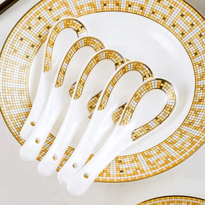 Juego de Vajilla 60 Piezas Golden Mosaic | Porcelana Bone China Estilo Inglés 3