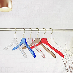 Percha Acrílica Transparente LEILOI | Diseño Mate con Gancho Dorado para Ropa