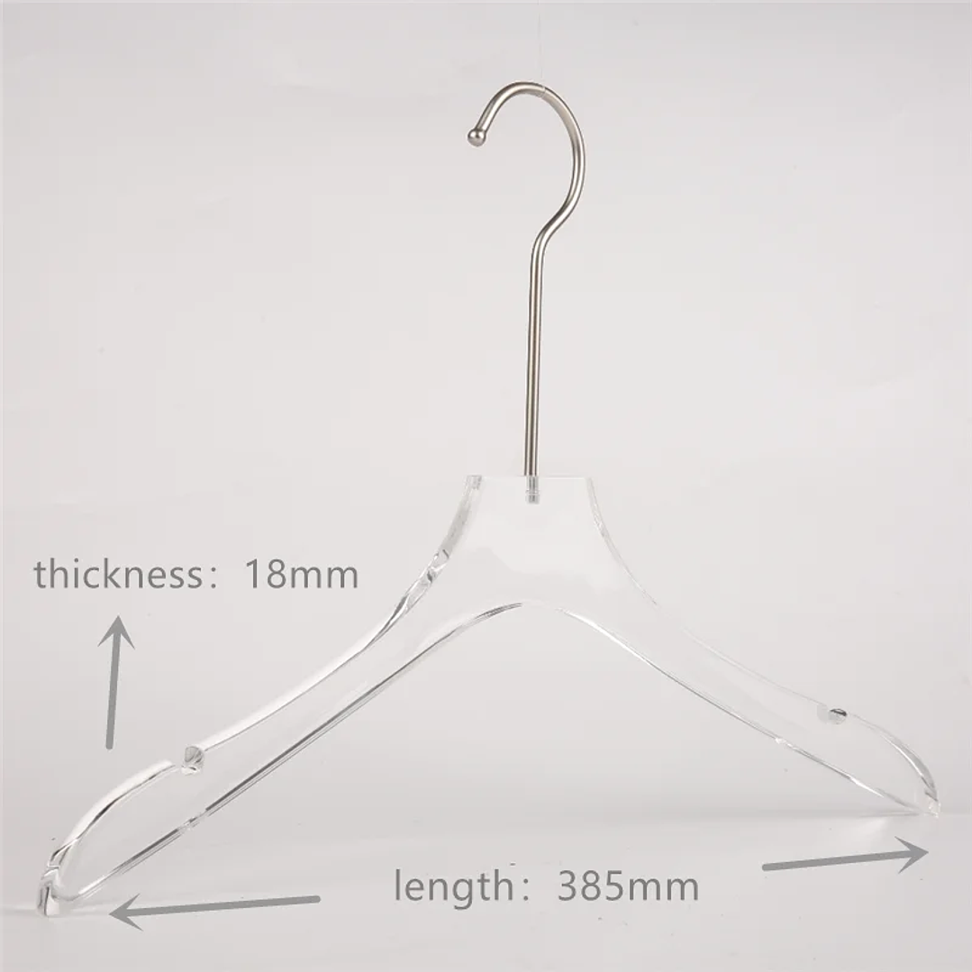 Percha Acrílica Transparente LEILOI | Diseño Mate con Gancho Dorado para Ropa 29