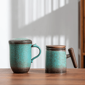 Taza Cerámica MINGSHUO con Filtro | Infusor Personal para Té con Separación de Agua