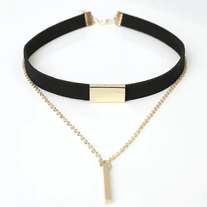 Gargantilla de Terciopelo Negro SUMENG | Collar Trendy con Colgante Cuadrado para Mujer