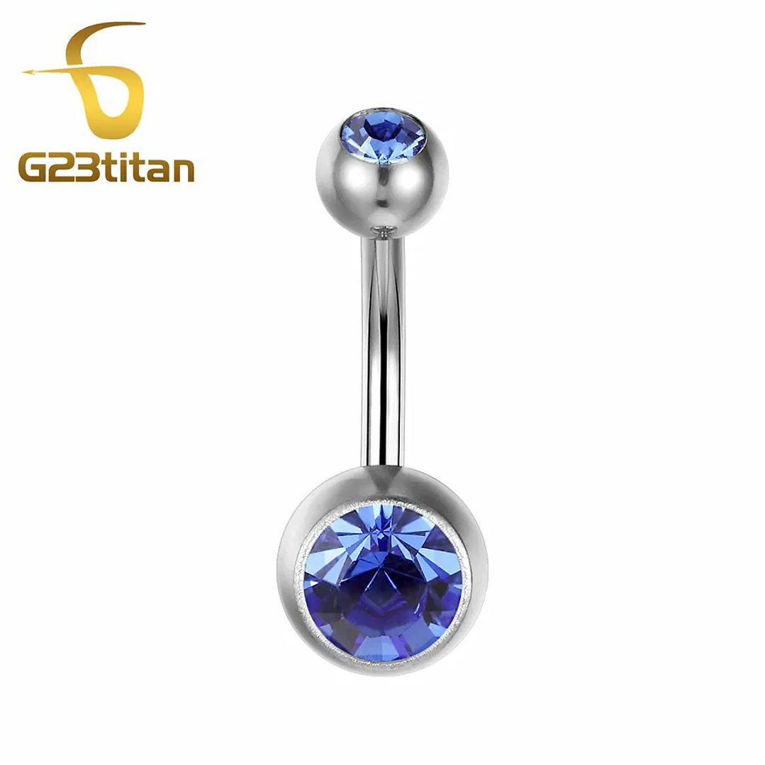 Piercing de Ombligo G23titan | Titanio Médico con Circonita AAA en 15 Colores 9