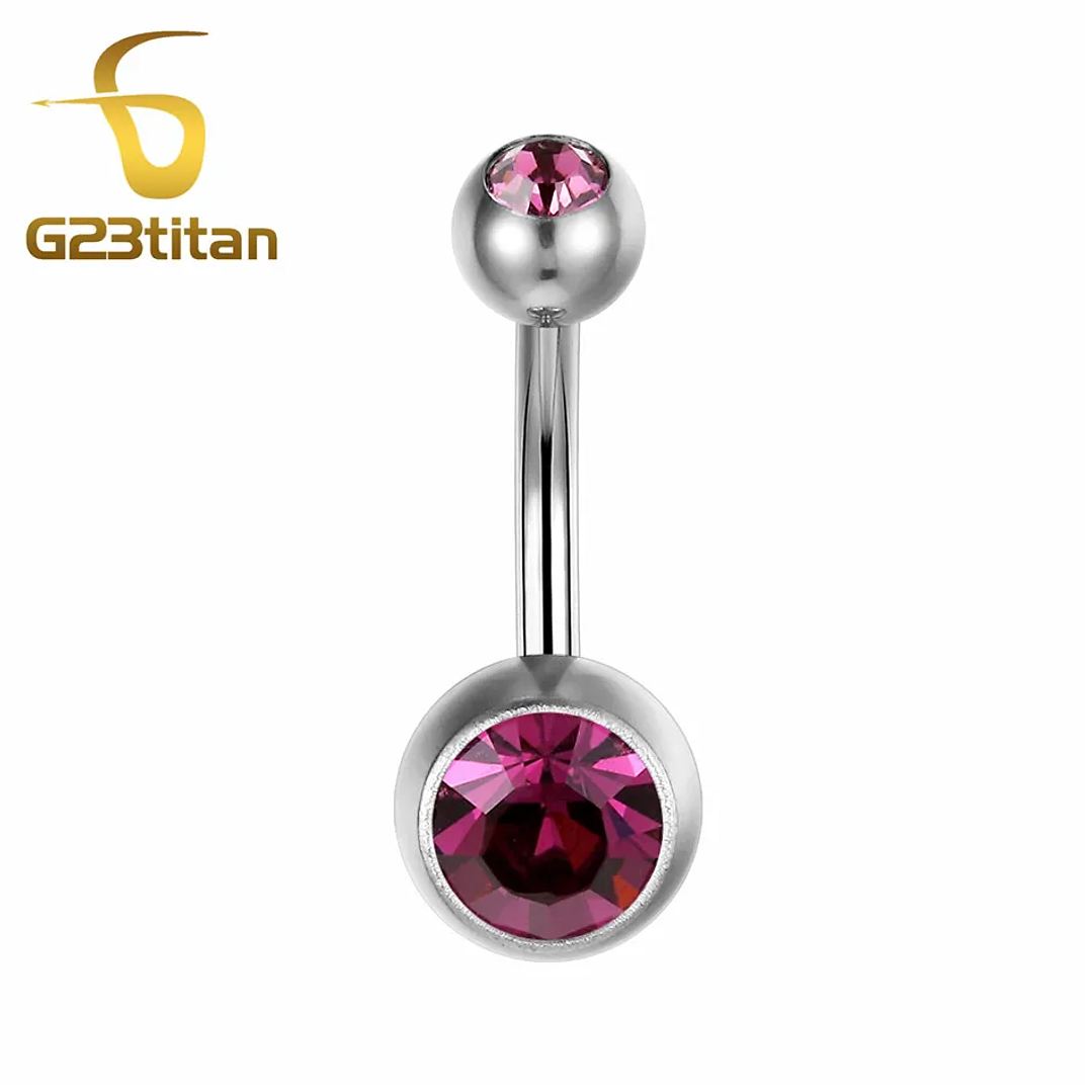 Piercing de Ombligo G23titan | Titanio Médico con Circonita AAA en 15 Colores 11