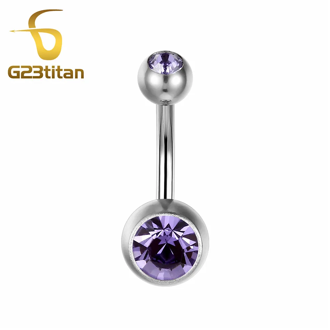 Piercing de Ombligo G23titan | Titanio Médico con Circonita AAA en 15 Colores 13