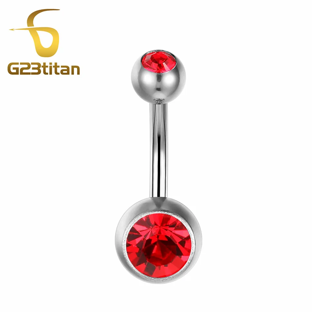 Piercing de Ombligo G23titan | Titanio Médico con Circonita AAA en 15 Colores 14