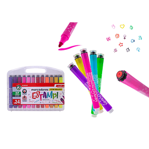 Rotuladores de 24 Colores con Sello | Marcadores Creativos para Estampar y Dibujar