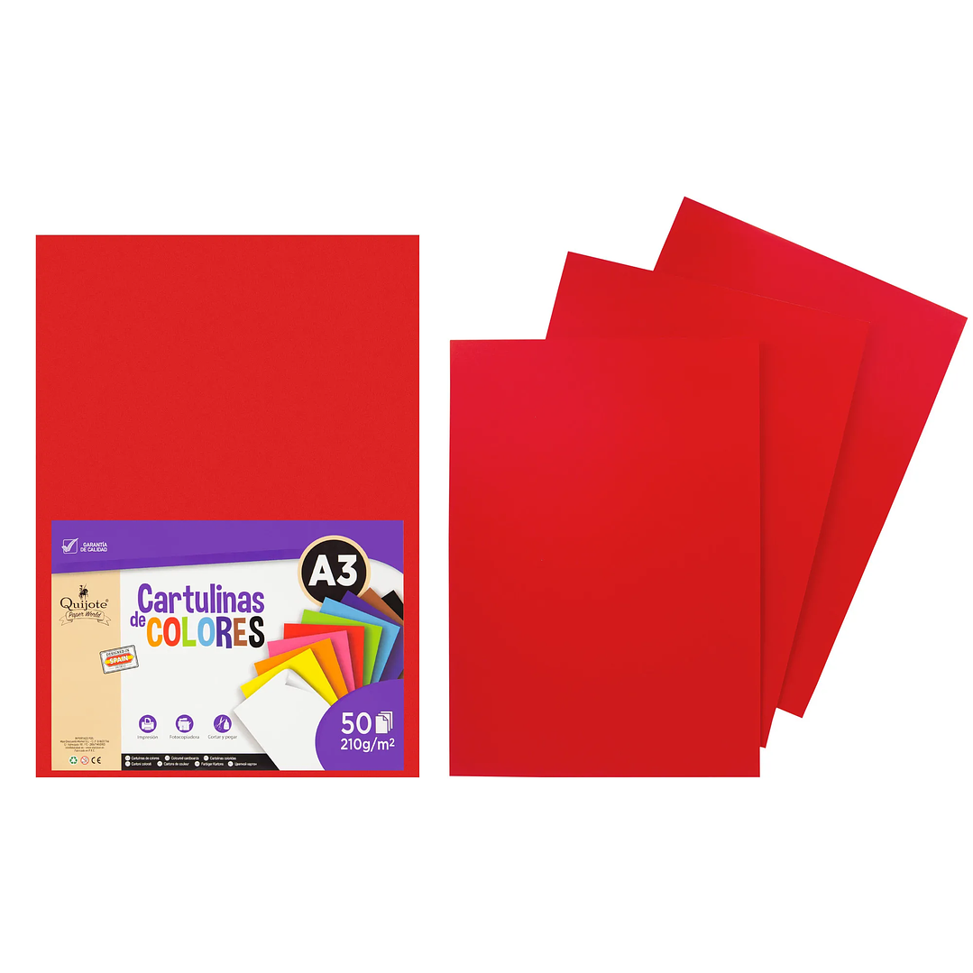 Cartulina A3 210g Roja N40 | Pack 50 Hojas para Manualidades e Impresión 1