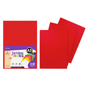 Cartulina A3 210g Roja N40 | Pack 50 Hojas para Manualidades e Impresión
