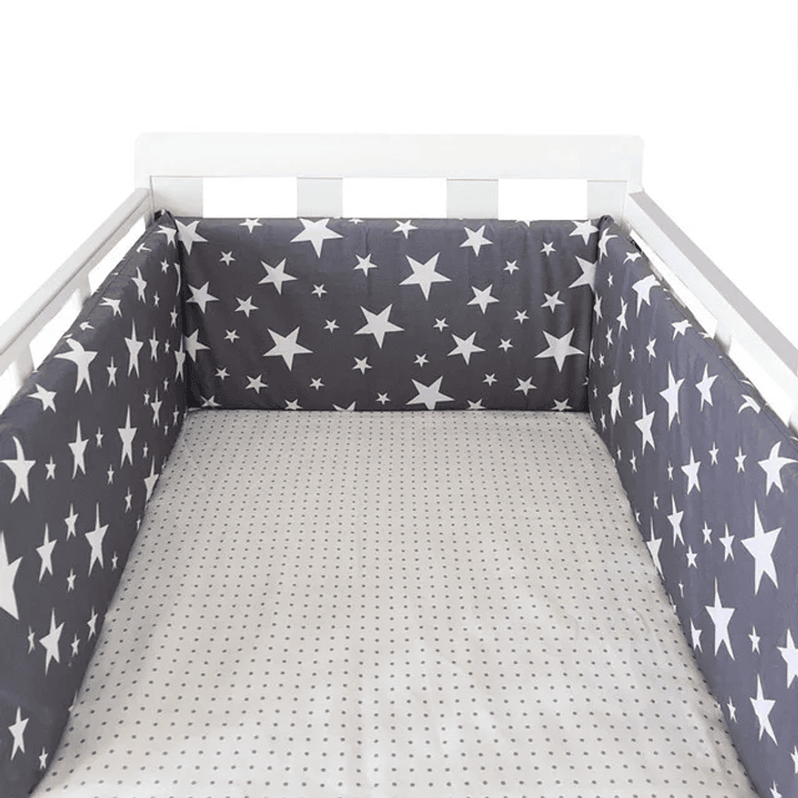 Protector de Cuna 200x30cm con Estrellas | Parachoques Grueso y Lavable para Bebé 12