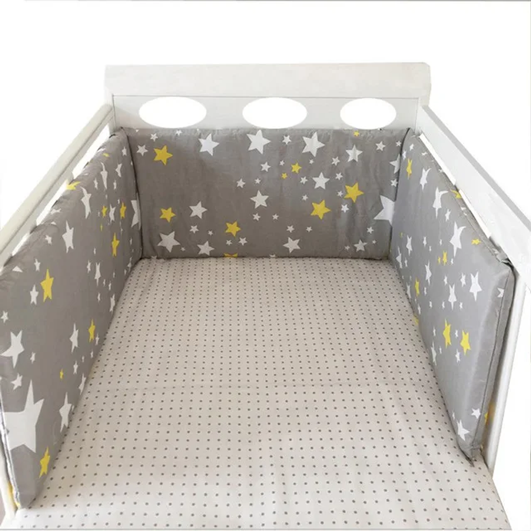 Protector de Cuna 200x30cm con Estrellas | Parachoques Grueso y Lavable para Bebé 16