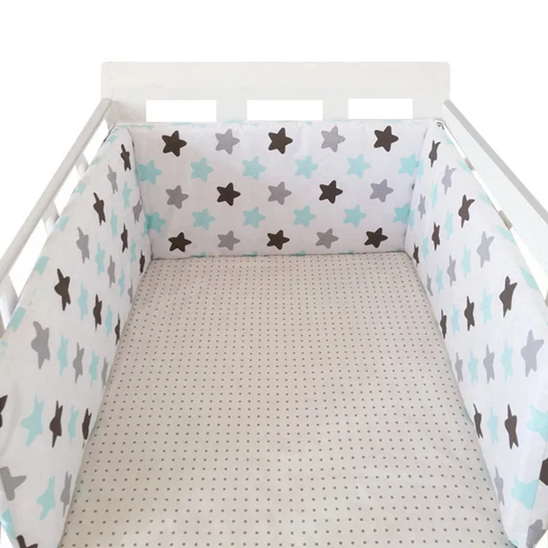 Protector de Cuna 200x30cm con Estrellas | Parachoques Grueso y Lavable para Bebé 17
