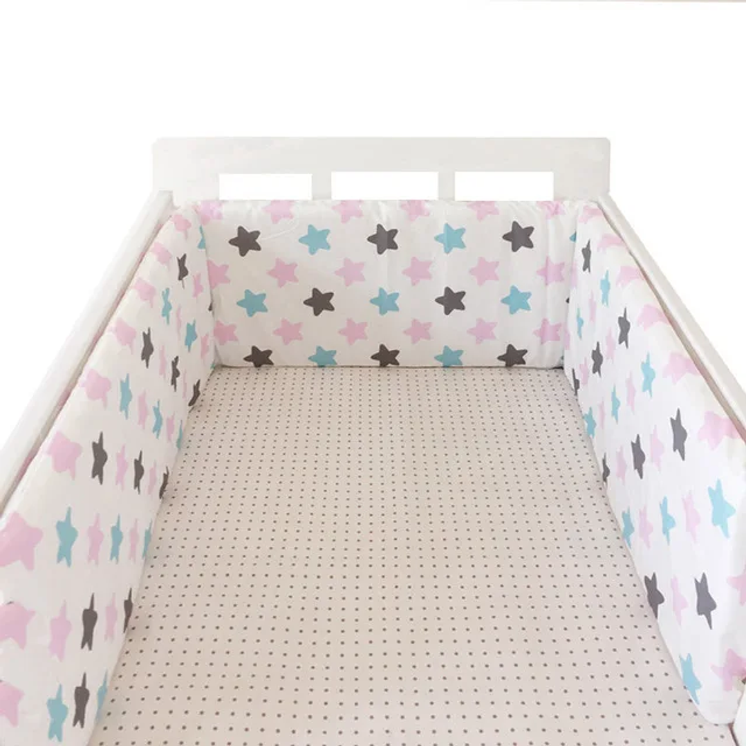 Protector de Cuna 200x30cm con Estrellas | Parachoques Grueso y Lavable para Bebé 22