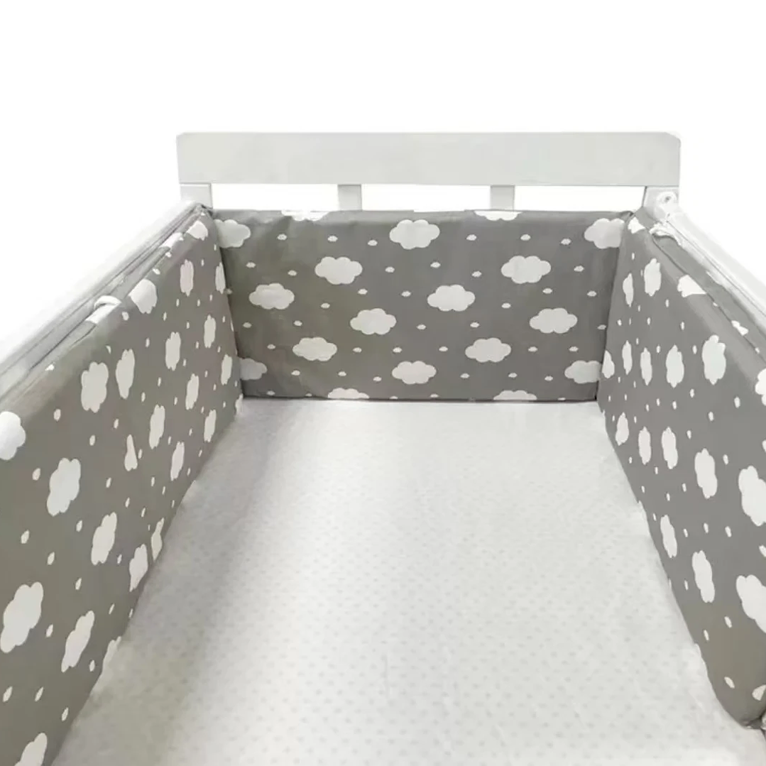 Protector de Cuna 200x30cm con Estrellas | Parachoques Grueso y Lavable para Bebé 24