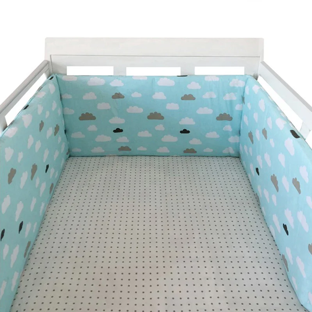 Protector de Cuna 200x30cm con Estrellas | Parachoques Grueso y Lavable para Bebé 36