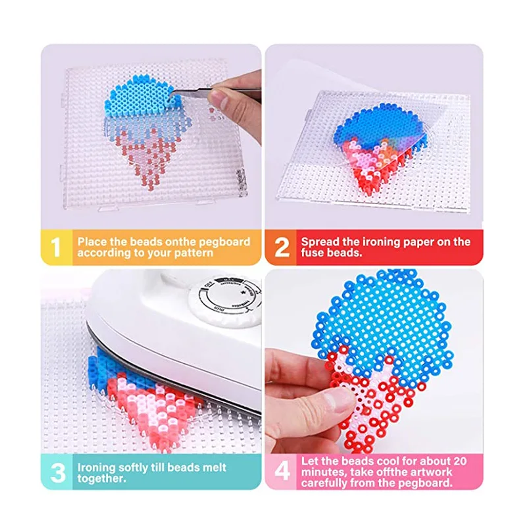 Plantillas Hama PUPUKOU 5mm | Set 8 Piezas Transparentes para Manualidades con Perler Beads 2