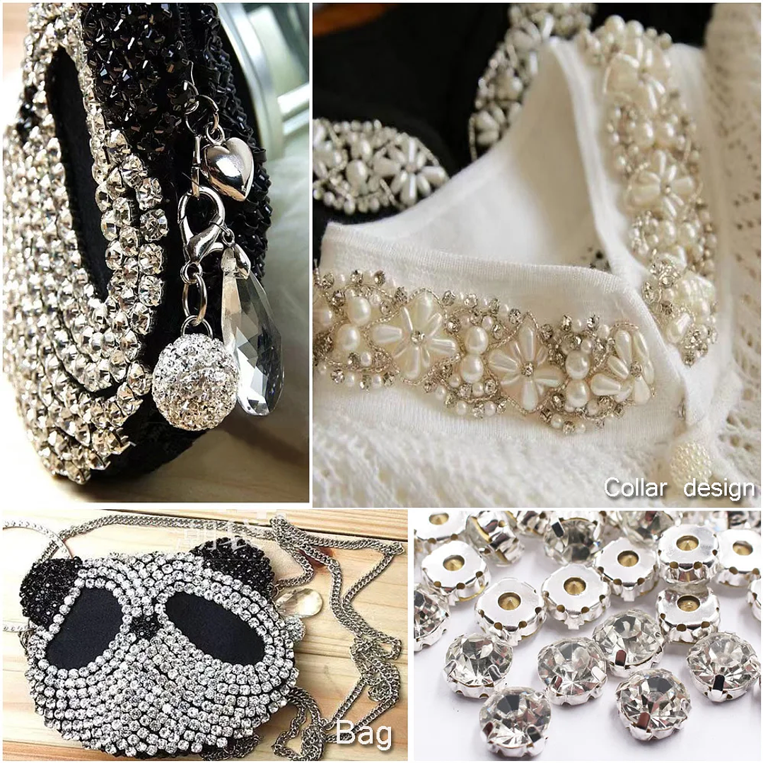 Diamantes de Imitación con Garra Plateada | Cristales para Coser en Ropa y Manualidades 6