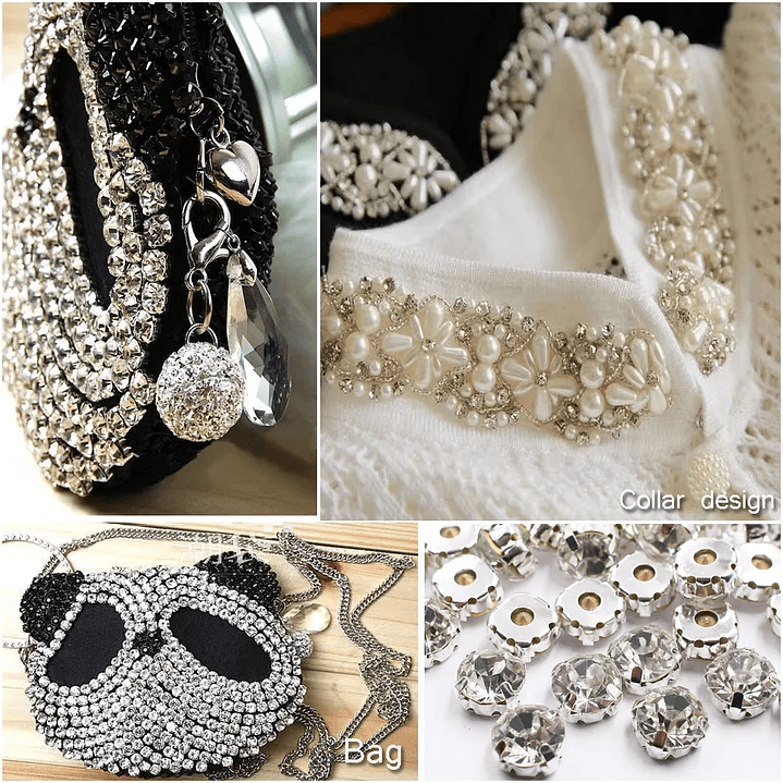 Diamantes de Imitación con Garra Plateada | Cristales para Coser en Ropa y Manualidades 42