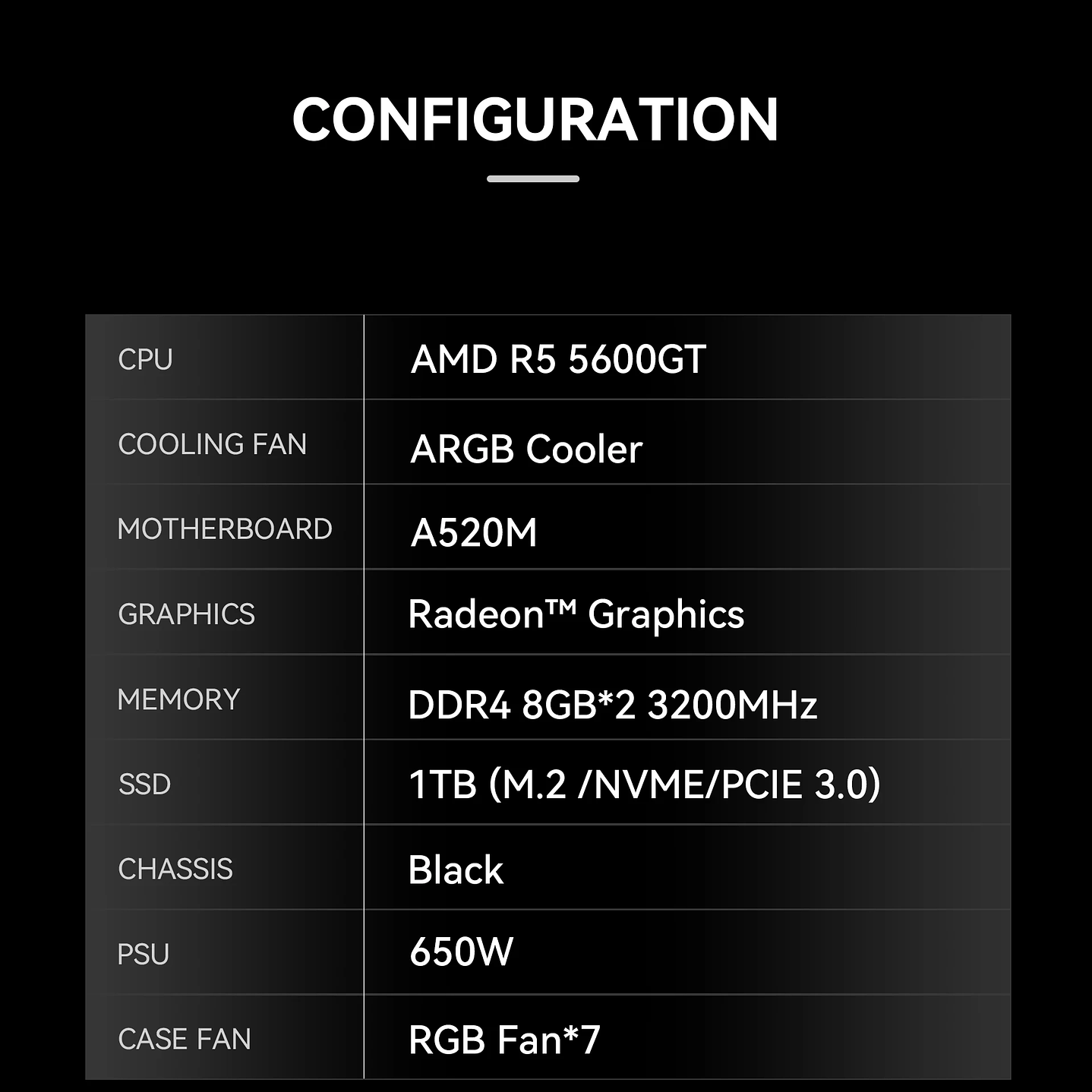 PC Gaming YEAH MAGIC Ryzen 5 | 16GB RAM, 1TB SSD, ARGB, Windows 11 8