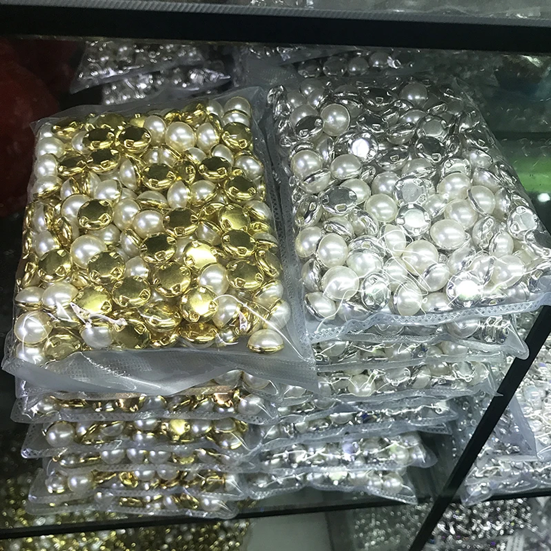 Perlas RESEN para Coser 6–12mm | Con Garra Dorada/Plateada para Vestidos y Manualidades 6