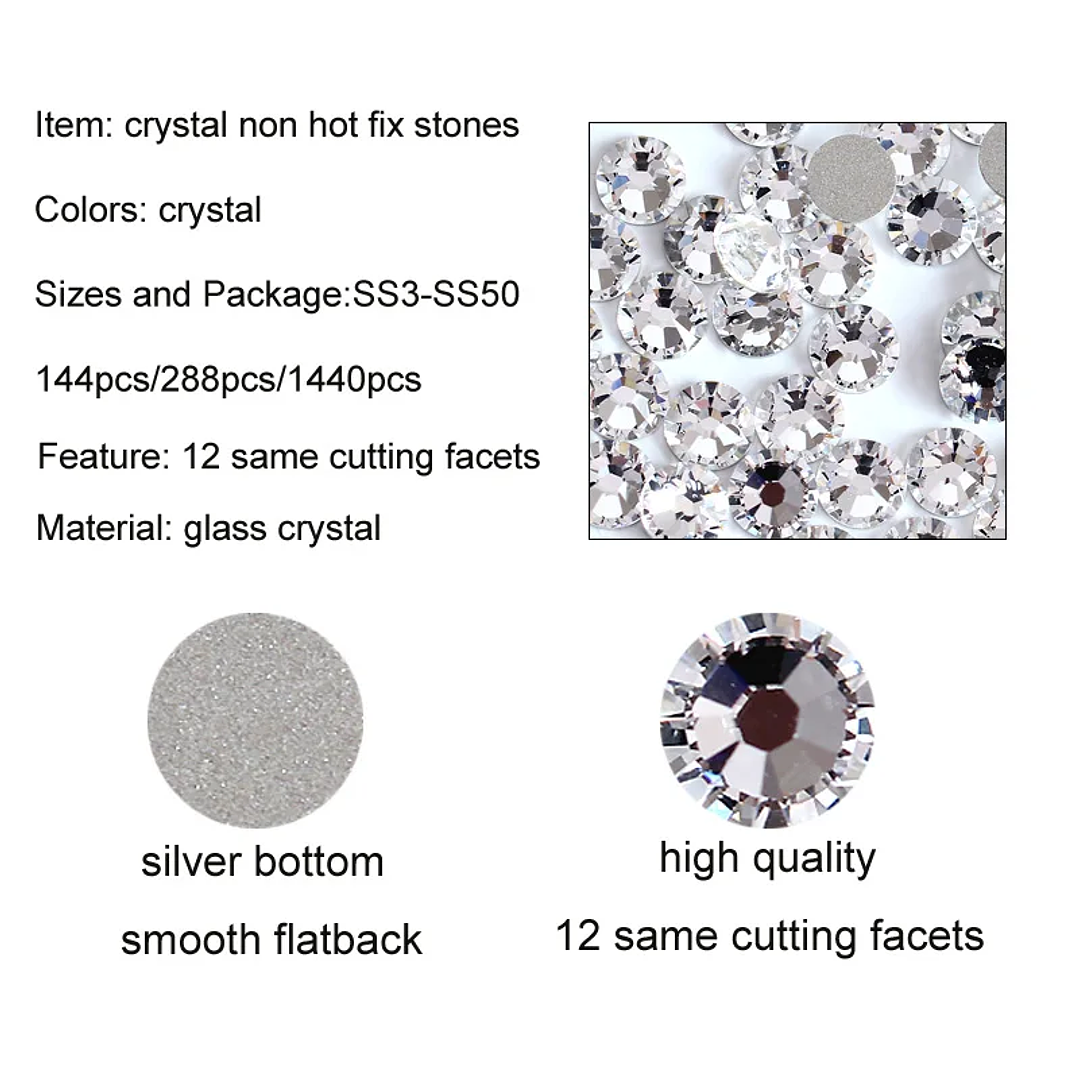Diamantes de Imitación OLeeya SS3–SS50 | Cristal Brillante sin Fijación para Uñas y Moda 34