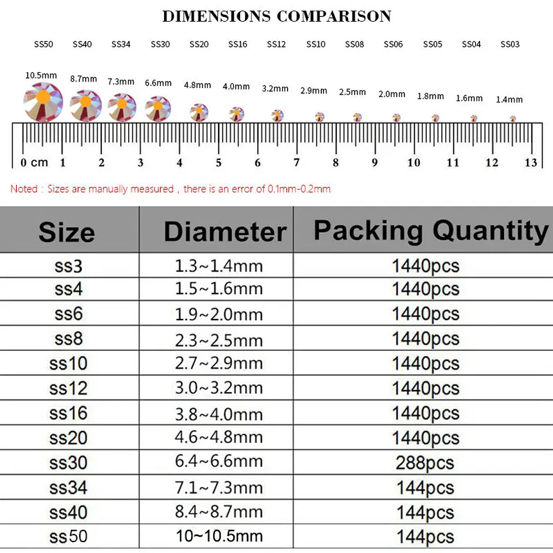 Diamantes de Imitación OLeeya SS3–SS50 | Cristal Brillante sin Fijación para Uñas y Moda 44
