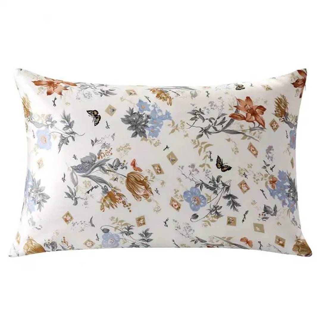 Funda de Almohada de Seda Natural | Diseño Floral con Cremallera 18