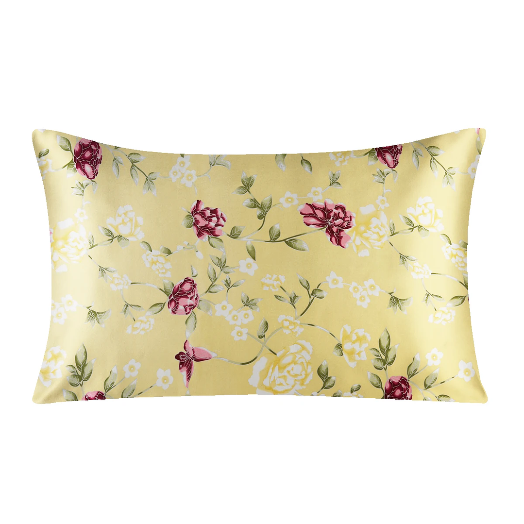 Funda de Almohada de Seda Natural | Diseño Floral con Cremallera 30