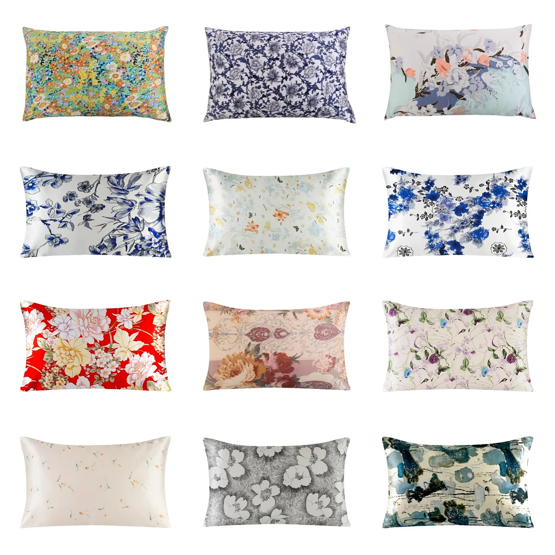 Funda de Almohada de Seda Natural | Diseño Floral con Cremallera 38