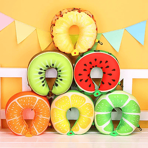 Almohada de Viaje en U HazyBeauty | Espuma de Memoria, Diseño Sandía 28x30cm