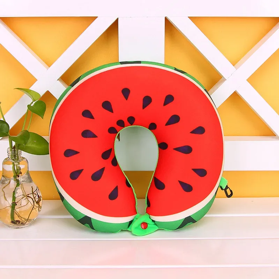 Almohada de Viaje en U HazyBeauty | Espuma de Memoria, Diseño Sandía 28x30cm 3