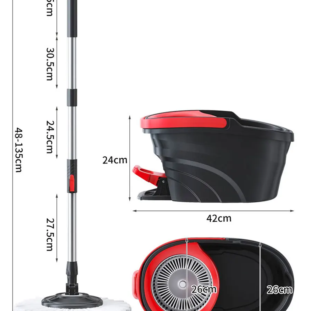 Trapeador Giratorio MicroData | Set Completo con Cubo y Sistema de Escurrido Fácil 11