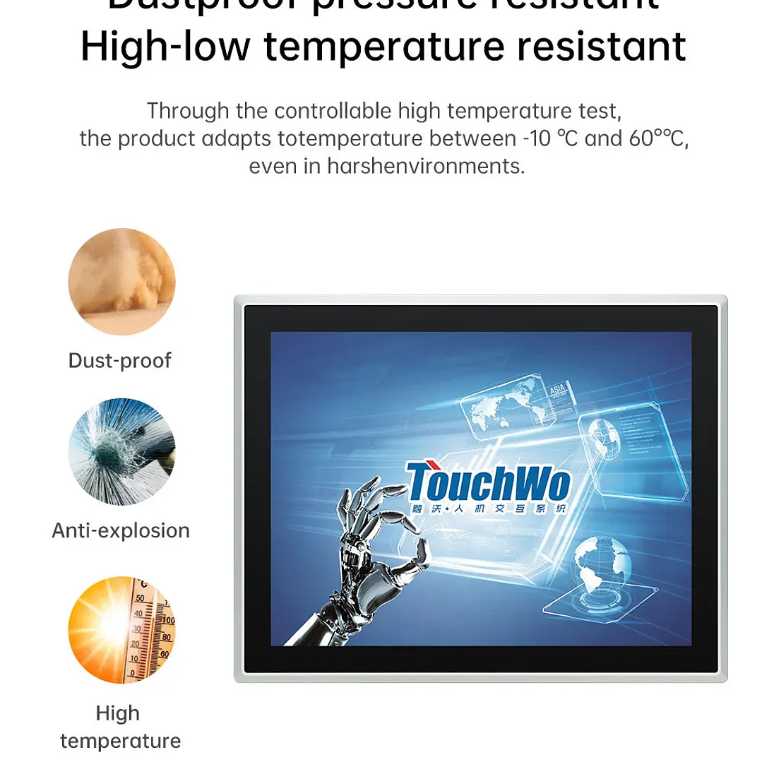 Monitor Táctil Industrial TouchWo | Todo en Uno IP65 PCAP 8–21.5