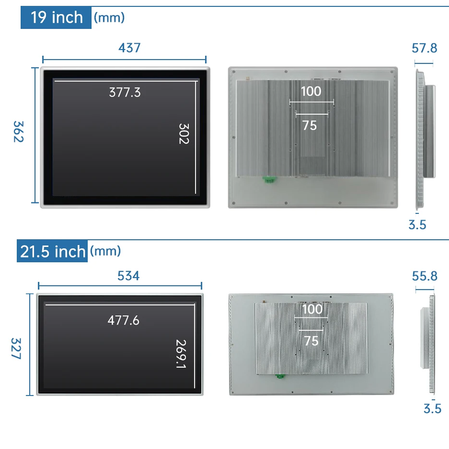 Monitor Táctil Industrial TouchWo | Todo en Uno IP65 PCAP 8–21.5