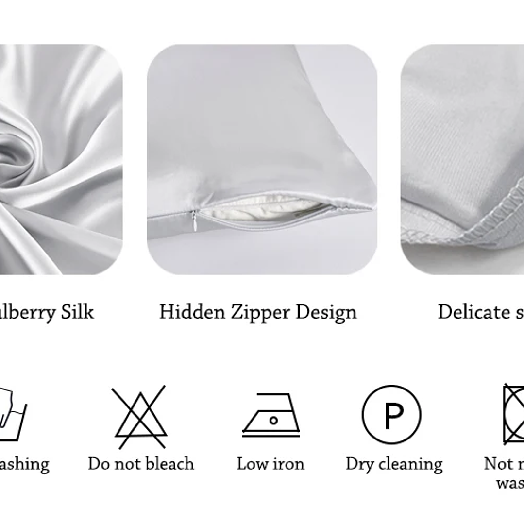 Funda de Almohada Seda de Morera | 100% Natural con Cremallera, Multicolor Queen/King 35