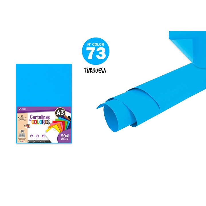 Cartulina Turquesa A3 210gsm | Pack 50 Hojas para Juegos y Proyectos Creativos