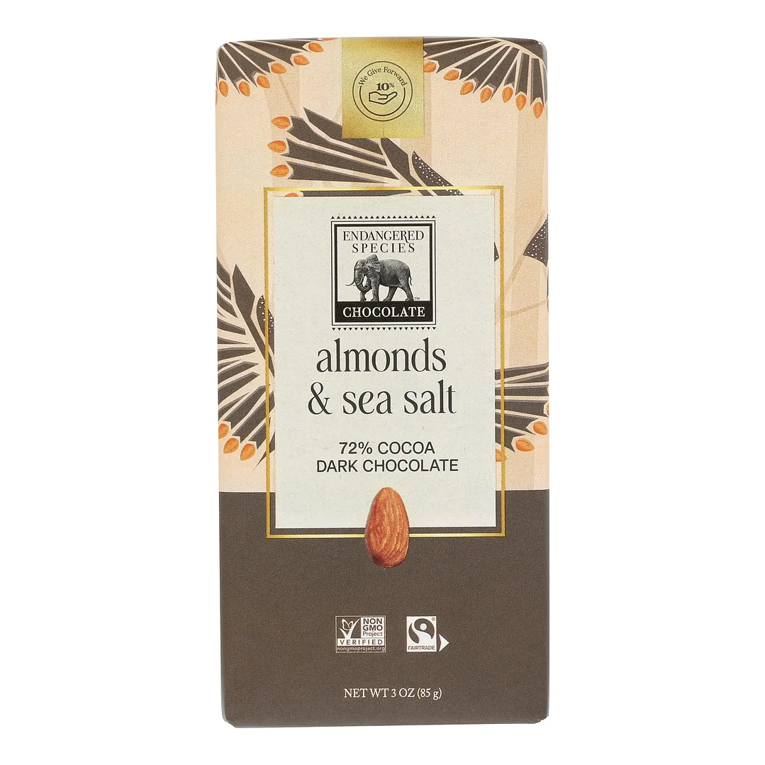 Chocolate Negro 72% con Almendras y Sal | Caja 12 Endangered Species 1