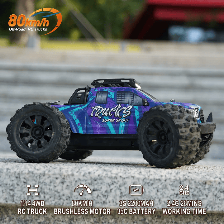 Coche RC JIUSI PT14R MT14R 1/14 | 4WD Sin Escobillas 80 km/h Todoterreno 15